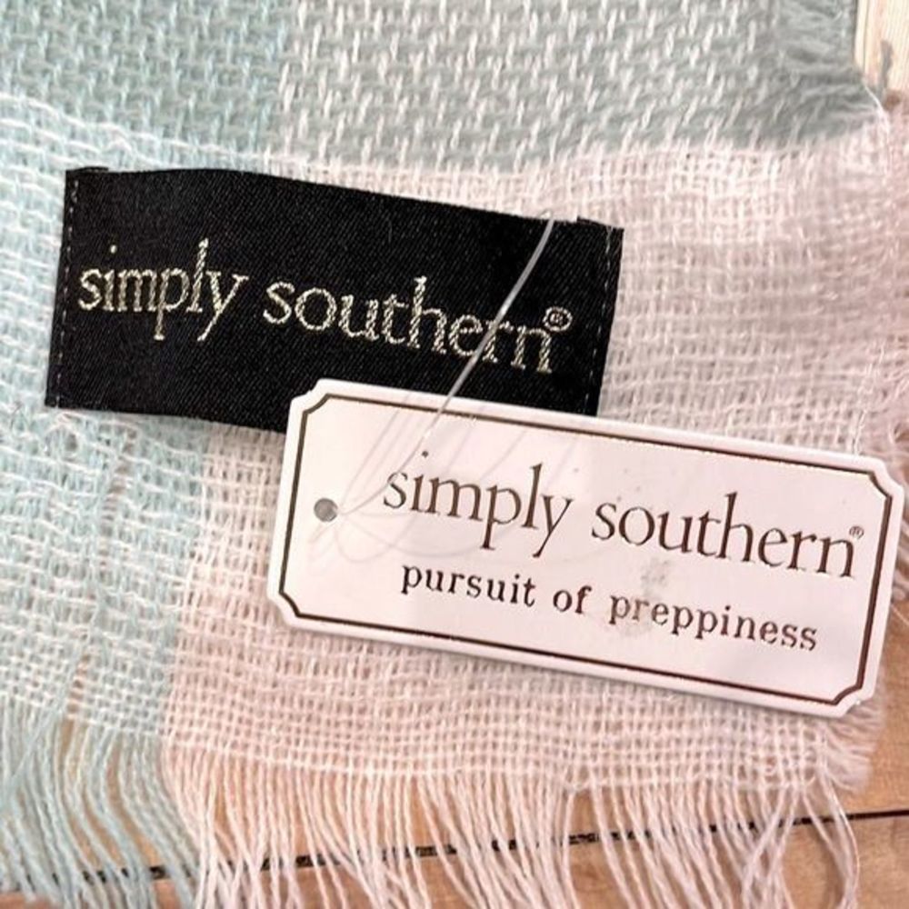 NWT Simply Southern Soft Lily Plum, White, Mint Tartan Knit Throw Blanket - Picture 5 of 8